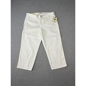 Izod Pants Womens 16 White Cropped Straight Leg Stretch Relax‎ Fit Jeans